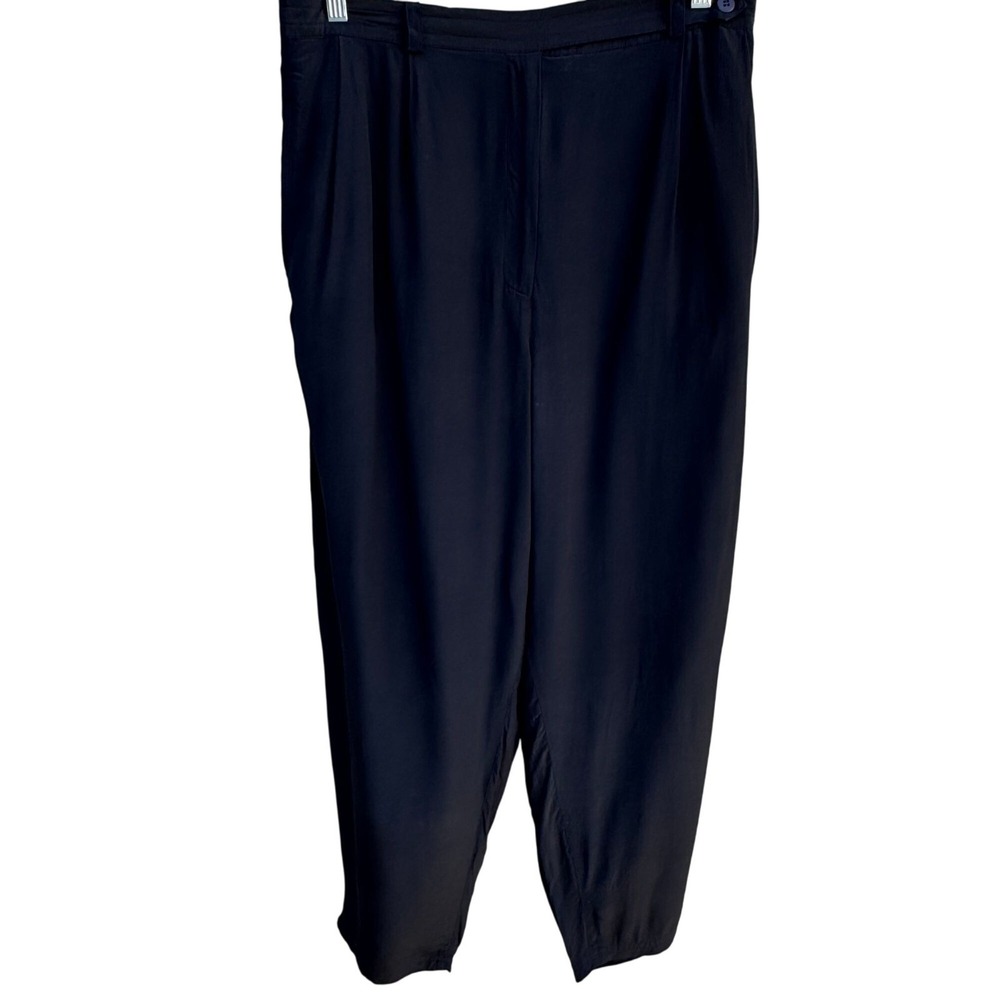 August Silk Vintage Womens Relaxed Fit Black Pleated Elastic Waist Dress Pants‎